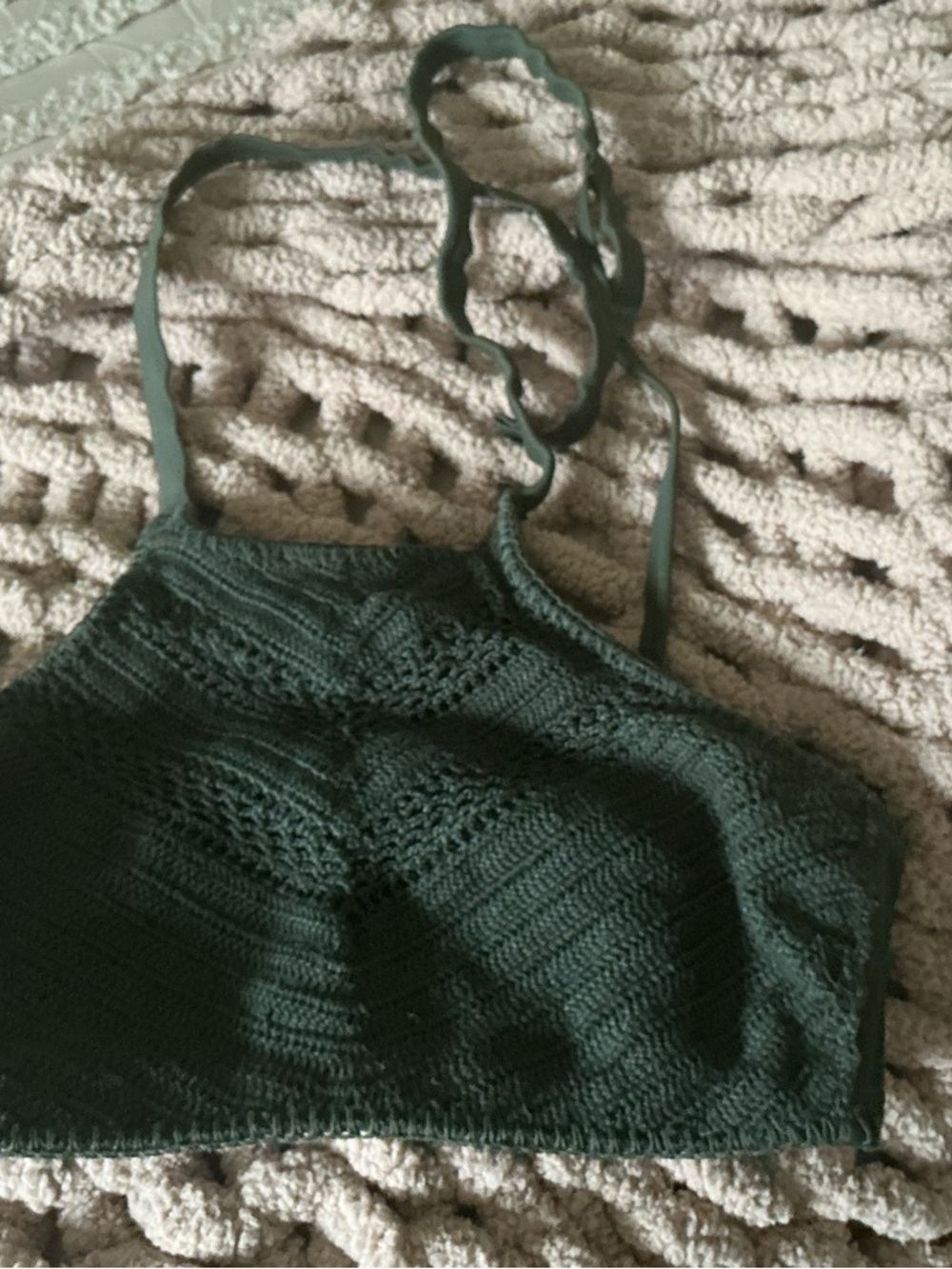 Target Dark Green Crochet Knit Halter Crop Top